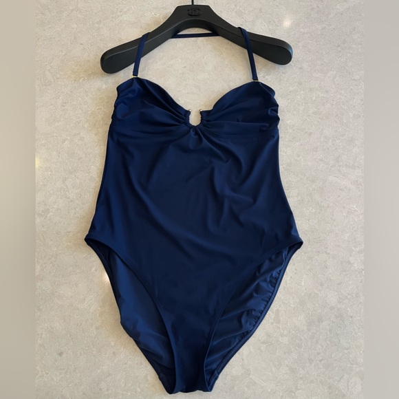 Tory Burch Solid Bandeau One Piece in Navy Size L - Picture 2 of 12